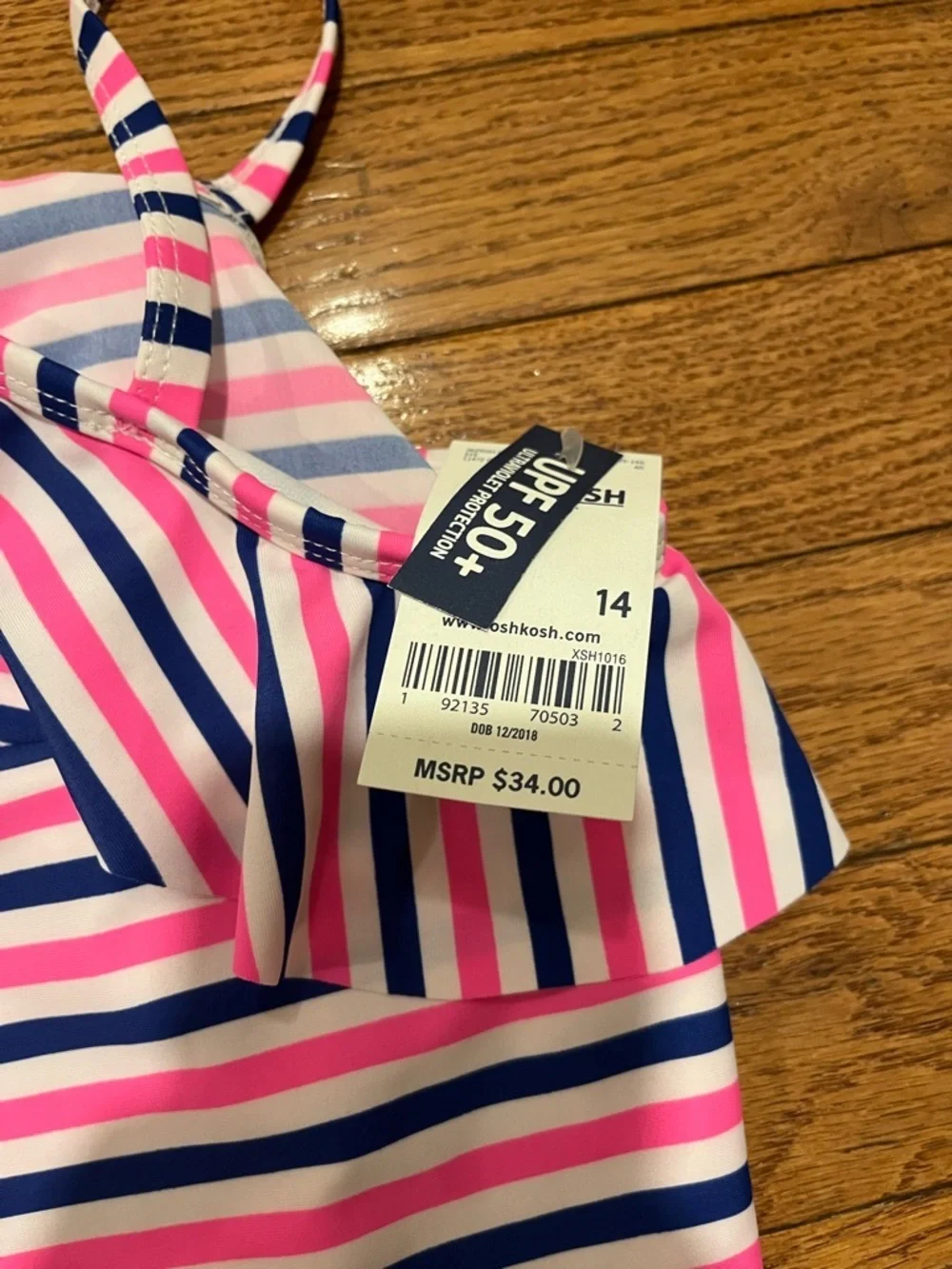 Girls striped tankini size 14, NWT